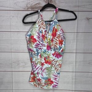 Sunsets Tropical Breeze Halter Tankini Top Keyhole Swimwear 87T Size E Vacation
